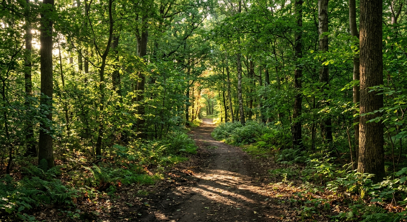 Weg durch dichten Wald – Symbol für den eigenen Lebensweg